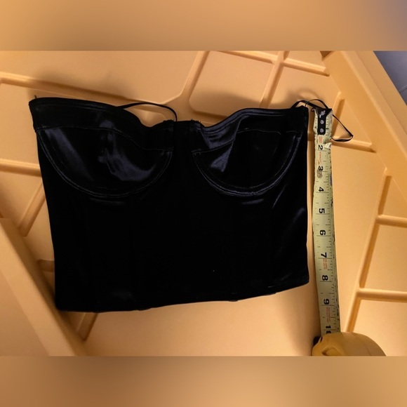 Edikted Satin Black Cropped Corset Bustier Top SM - Picture 6 of 8